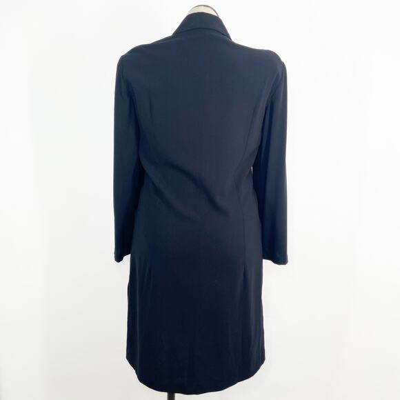 MaxMara Longline Coat Navy Blue Wool Blazer Classic Career Minimalist Size 12 - Picture 6 of 16